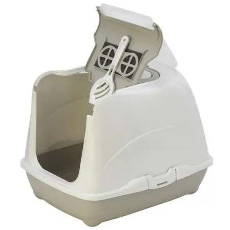 Moderna Flip Cat МОДЕРНА ФЛИП КЕТ закритий туалет з відкидною кришкою для котів, 50х39х37см , Теплий сірий