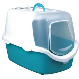 Туалет закритий для котів Trixie Vico Easy CLEAN 40х40х56 см аквамарин/білий (40345)