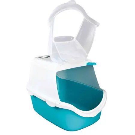 Туалет закритий для котів Trixie Vico Easy CLEAN 40х40х56 см аквамарин/білий (40345)