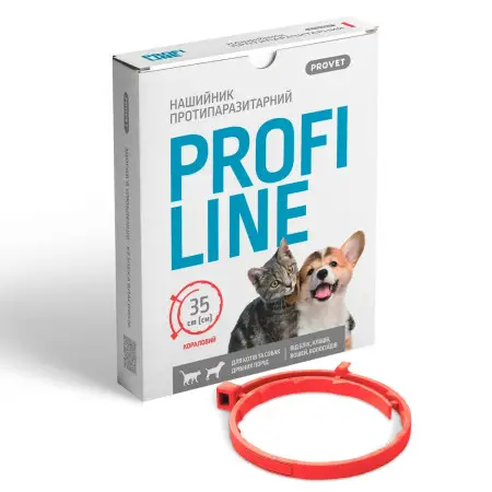 Ошейник противопаразитарный ProVET Profiline для кошек и собак мелких пород 35 см коралловый