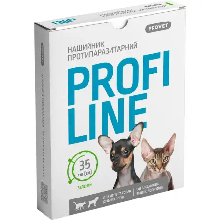 Нашийник протипаразитарний Profiline для котів та собак дрібних порід 35 см зелений