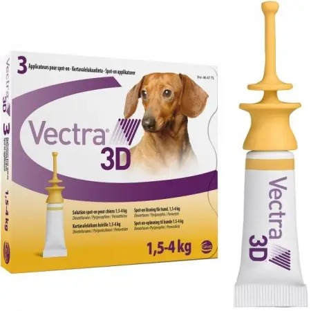 Ceva Вектра 3D краплі на холку для собак від 1,5 до 4 кг (від зовнішніх паразитів) 3 піпетки