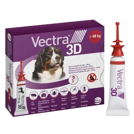 Ceva Вектра 3D краплі на холку для собак від 40 до 65 кг (від зовнішніх паразитів) 3 піпетки