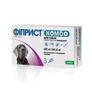 Капли KRKA Фирист комбо от блох и клещей для собак весом 40-60 кг, 4.02 мл×3 пипетки