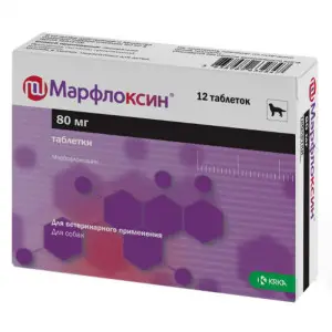 Таблетки Марфлоксін, антибіотик для собак і кішок, 80 мг, 12 таб