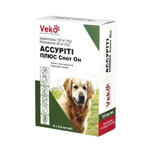 VEKO Ассуріті Плюс Спот Он для собак 10-25 кг ( 6 х 2,5 мл)