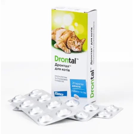 Таблетки Bayer Дронтал для котів для лікування та профілактики гельмінтозів 1 таблетка