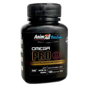 Вітаміни AnimAll VetLine Omega Cat PRO для котів та котів 0.5 г × 100 табл