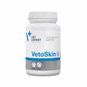 Харчова добавка Vet Expert VetoSkin для підтримання здоров'я шкіри та якості шерсті у котів і собак, 60 капс.