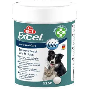 Вітаміни 8in1 Excel Brewers Yeast для собак та котів, пивні дріжджі з часником, для шкіри та шерсті, 260 шт