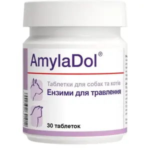 Вітаміни Dolfos AmylaDol при захворюваннях підшлункової залози для собак та котів, 30 таблеток