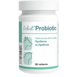 Вітаміни Dolfos Probiotic для правильного функціонування шлунково-кишкового тракту у собак та котів, 60 таблеток