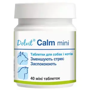 Вітаміни Dolvit Calm mini для зменшення стресу у собак та котів, 40 таблеток