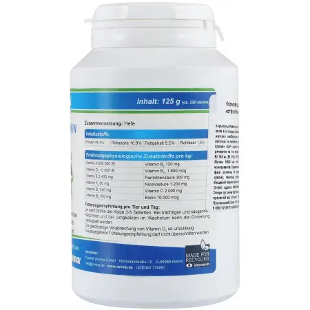 Вітаміни Canina Cat-Vitamin Tabs для котів, вітамінний комплекс, 125 г (250 табл)