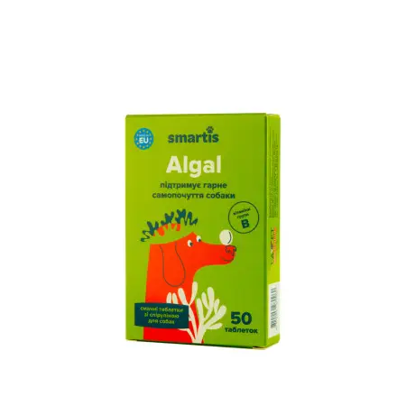 Вітаміни Smartis Algal зі спіруліною для собак, 50 таб.