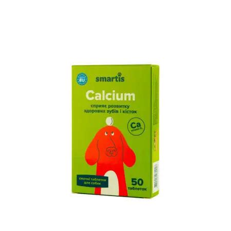 Вітаміни Smartis Calcium з кальцієм та вітаміном D3 для собак, 50 таб.
