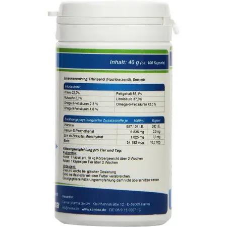 Вітаміни Canina PetVital Dеrm-Caps для собак та котів, для проблемної шерсті, 40 г (100 табл)