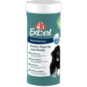 Вітаміни 8in1 Excel Brewers Yeast Large Breed для собак великих порід, пивні дріжджі з часником, для шкіри та шерсті, 80 шт