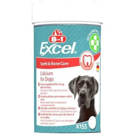 Вітаміни 8in1 Excel Calcium для цуценят та дорослих собак, для зубів та кісток, кальцій, 155 шт