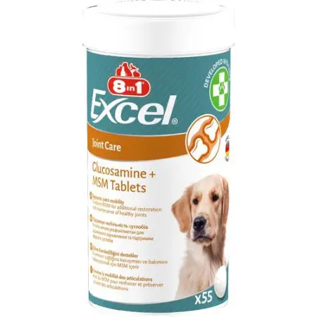 Вітаміни 8in1 Excel Glucosamine + MSM для цуценят та дорослих собак, для суглобів, 55 шт