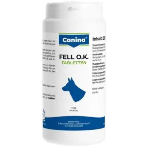 Вітаміни Canina Fell O.K. для собак, для шерсті, добова потреба в біотині, 250 г (125 табл)