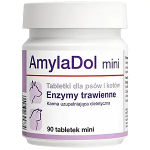 Вітаміни Dolfos AmylaDol mini при захворюваннях підшлункової залози для собак та котів, 90 міні таблеток