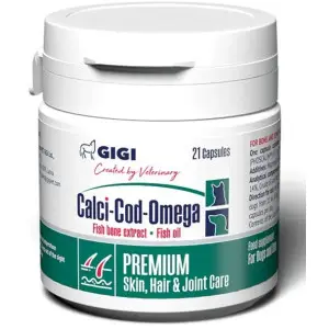 Вітамінно-мінеральний комплекс GiGi Calci-Cod-Omega для регенерації суглобів, хрящів і кісток, а також покращення стану шерсті та шкіри 1 капсула на 10 кг 21 капс.