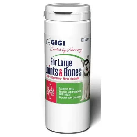 Вітамінно-мінеральний комплекс GIGI FOR LARGE Joints & Bones для зміцнення та відновлення суглобів у собак 1 таблетка на 20 кг 100 табл.