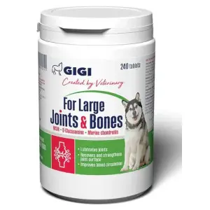 Вітамінно-мінеральний комплекс GIGI FOR LARGE Joints & Bones для зміцнення та відновлення суглобів у собак 1 таблетка на 20 кг 240 табл.