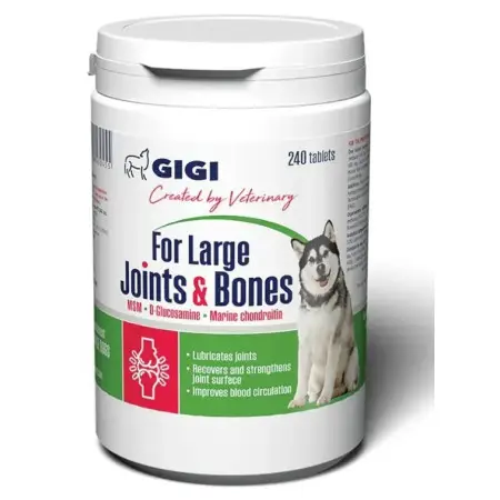Вітамінно-мінеральний комплекс GIGI FOR LARGE Joints & Bones для зміцнення та відновлення суглобів у собак 1 таблетка на 20 кг 240 табл.