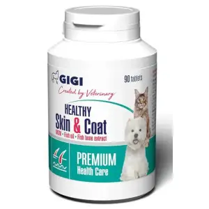 Вітамінно-мінеральний комплекс GiGi HEALTHY Skin & Coat для профілактики хронічних дерматитів та покращення стану шкіри та хутра 1 таблетка на 10 кг 90 табл.