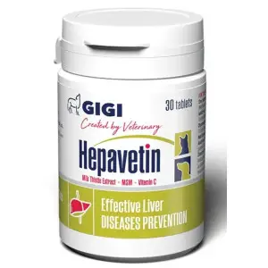 Вітамінно-мінеральний комплекс GiGi Hepavetin (Хепаветін) гепатопротектор для котів та собак 30 табл. 