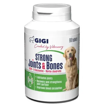 Вітамінно-мінеральний комплекс GIGI STRONG Joints & Bones для зміцнення та відновлення суглобів у собак 1 таблетка на 10 кг 90 табл.
