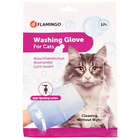 Flamingo Washing Glove Cat ФЛАМИНГО ПЕРЧАТКА-Салфетка для мытья без воды кошек