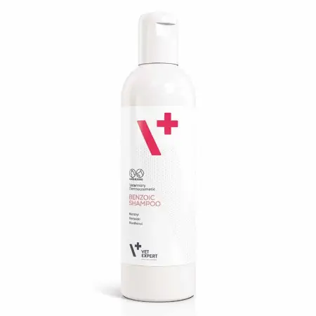 Vet Expert Benzoic Shampoo Антибактериальный противогрибковый шампунь для кошек и собак с жирной кожей, 250 мл