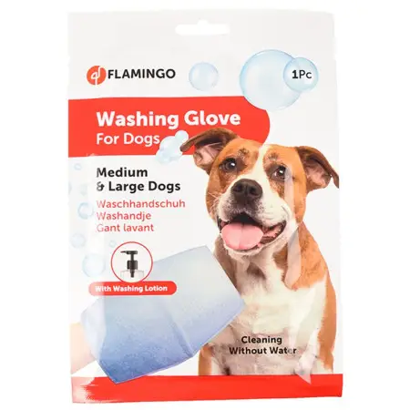 Flamingo Washing Glove Dog ФЛАМІНГО РУКАВИЦА-СЕРВЕТКА для миття без води собак , L, 20х15,2х0,2 см