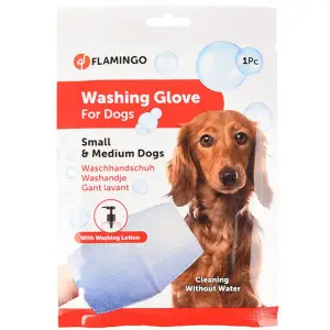 Flamingo Washing Glove Dog ФЛАМІНГО РУКАВИЦА-СЕРВЕТКА для миття без води собак , S, 20х10,3х0,2 см