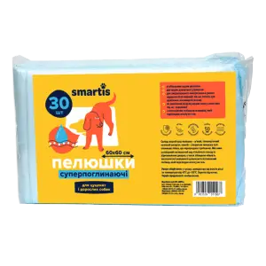 Пелюшки Smartis суперпоглинаючі 60*60см, 38г/6г (30шт)