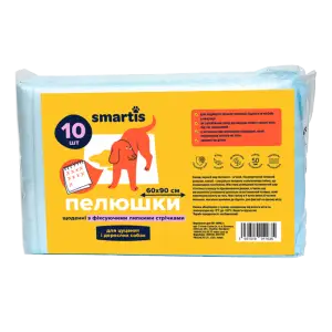 Пелюшки Smartis щоденні 60*90см, 58.5г/5г, з фіксуючими липкими стрічками (10шт)