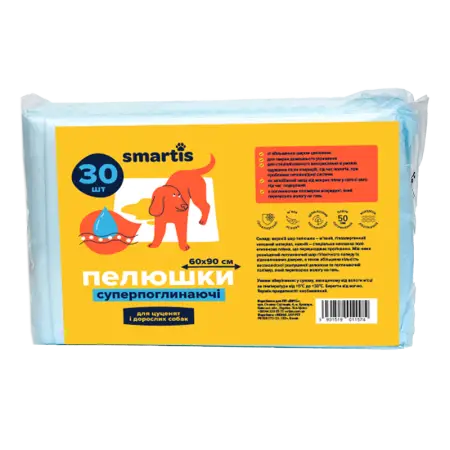 Пелюшки Smartis Суперпоглинаючі 60*90см, 60г/6г (30шт)