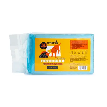 Пелюшки Smartis з деревним вугіллям 60*60см, 38г/4г (30шт)
