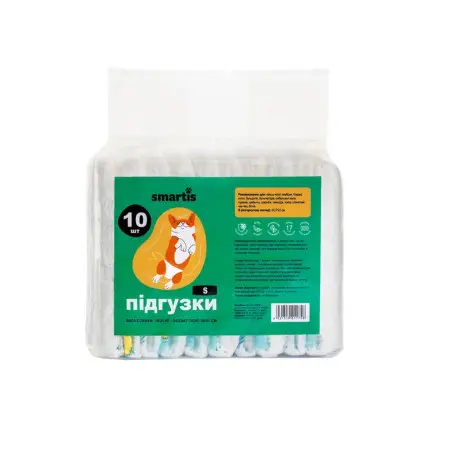 Підгузки Smartis для собак (сук) S (в розгорнутому вигляді розмір 36.5*22 см) 10 шт