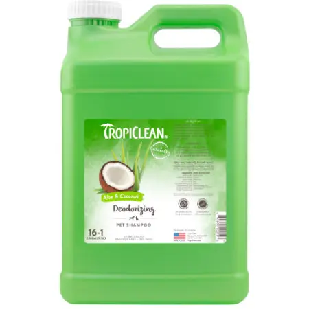 Шампунь Tropiclean Алоэ и кокос, концентрат 1:16, дезодорирующий, для собак и кошек, 9,5 л