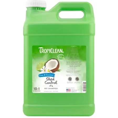 Шампунь Tropiclean Лайм и кокос, концентрат 1:10, для ускорения линьки, собак и кошек, 9,5 л