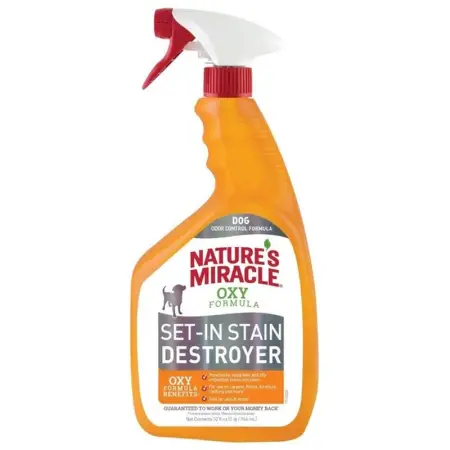 Спрей 8in1 Nature's Miracle Set-In Stain Destroyer Oxy Formula средство для уничтожения пятен и запахов собак, 946мл