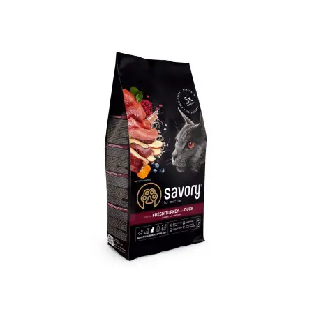 Сухий корм Savory для стерилізованих котів, з індичкою та качкою, 2 кг